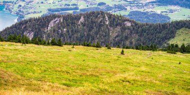 Avusturya 'nın Salzburg eyaletindeki Schafberg Dağı' nın manzarası, Ağustos 2020