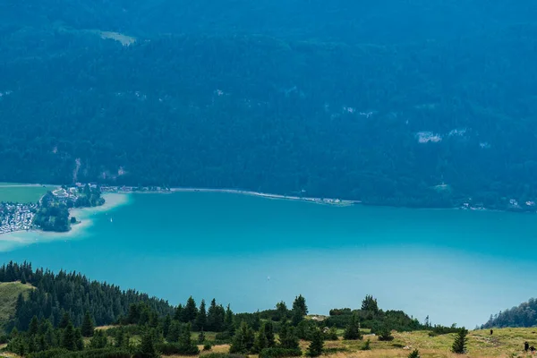 Vistas Panorámicas Zona Montaña Schafberg Lago Wolfgangsee Estado Austriaco Salzburgo —  Fotos de Stock