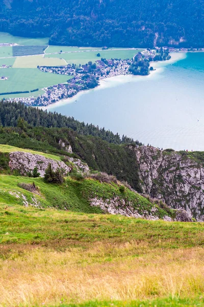 Vistas Panorámicas Zona Montaña Schafberg Lago Wolfgangsee Estado Austriaco Salzburgo —  Fotos de Stock