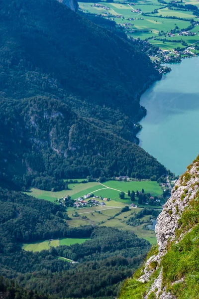 Vistas Panorámicas Zona Montaña Schafberg Con Lago Wolfgangsee Estado Austriaco —  Fotos de Stock