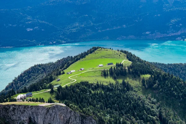 Vistas Panorámicas Zona Montaña Schafberg Con Lago Wolfgangsee Estado Austriaco —  Fotos de Stock
