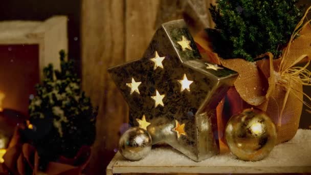 圣诞星装饰品在新一季的影像效果为飘扬闪耀 — 图库视频影像