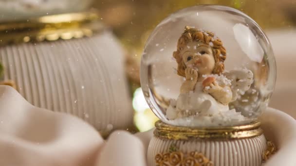Beelden Van Kerstmis Schattige Dromerige Engel Decoratie Voor Advent Seizoen — Stockvideo