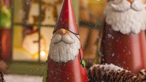 Vídeo Festivo Dois Natal Decoração Papai Noel Para Temporada Advento — Vídeo de Stock