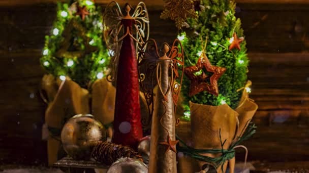 Video Festivo Navidad Conjunto Decoraciones Ángeles Para Temporada Adviento — Vídeo de stock