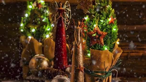 Feestelijke Video Van Kerstmis Set Van Engel Decoraties Voor Advent — Stockvideo