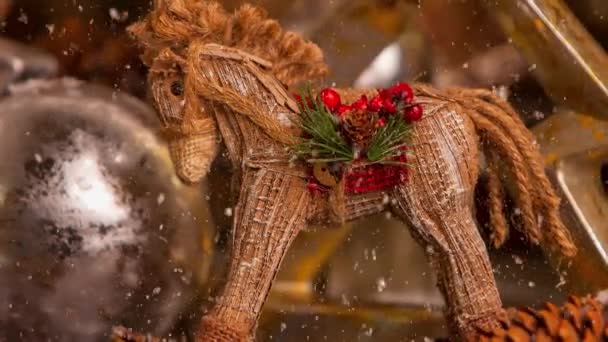 Festliches Video Von Weihnachten Vintage Handgemachte Ponydekoration Für Die Adventszeit — Stockvideo
