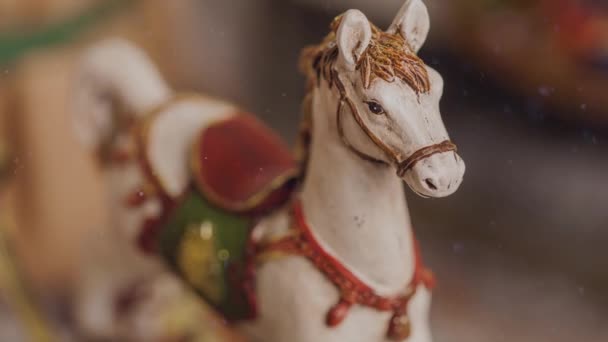 Natal Decoração Brinquedo Pônei Vintage Para Temporada Advento — Vídeo de Stock