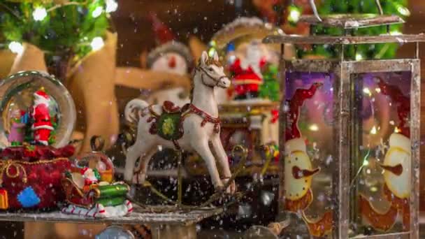 Съемки Винтажного Пони Рождественские Украшения Сезона Пришествий — стоковое видео