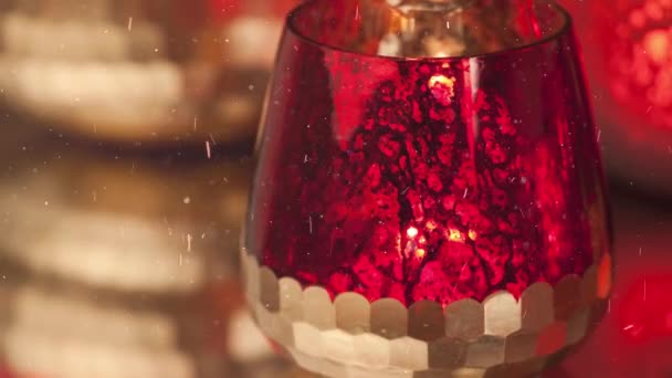 Rubí Rojo Navidad Vela Luces Decoración Para Temporada Adviento — Vídeos de Stock