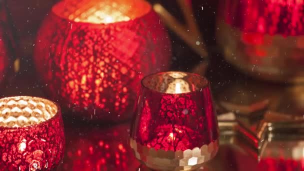 Rubí Rojo Navidad Vela Luces Decoración Para Temporada Adviento — Vídeo de stock