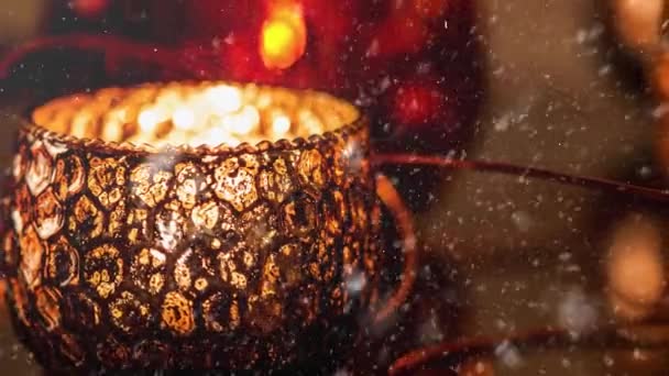 Filmaufnahmen Von Kerzenschein Weihnachtsdekoration Für Die Adventszeit — Stockvideo