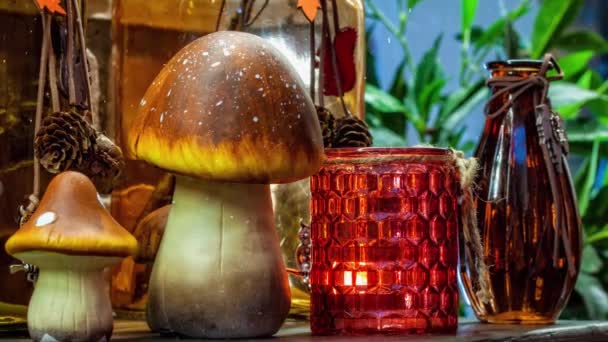 Vidéo Champignons Noël Avec Décoration Bougie Pour Saison Avent Avec — Video