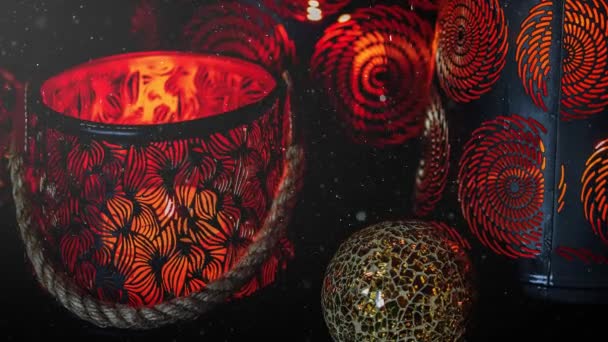 Video Van Kerstmis Lantaarns Met Cut Outs Decoratie Voor Advent — Stockvideo