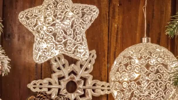 Video Decoraciones Estrellas Ornamentadas Navidad Para Temporada Adviento Con Efecto — Vídeo de stock