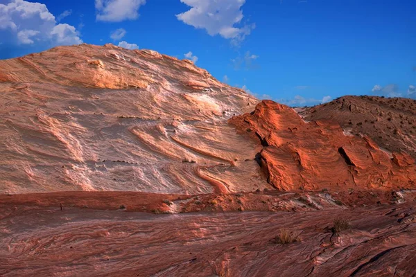 Rochers Roses Montagnes Vallée Feu Avec Coucher Soleil Épique Sur — Photo