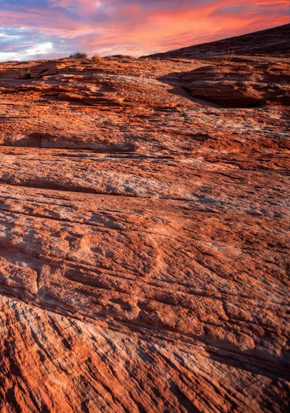 Rocas Rosadas Montañas Del Valle Del Fuego Con Puesta Sol —  Fotos de Stock