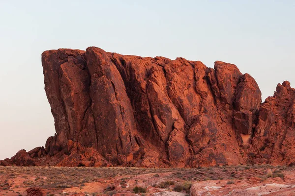 Rochers Roses Montagnes Vallée Feu Avec Coucher Soleil Épique Sur — Photo