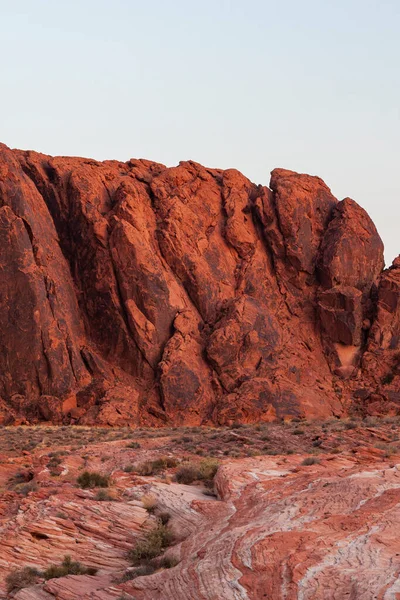 Рожеві Скелі Гори Вогняної Долини Епічним Заходом Сонця Задньому Плані — стокове фото