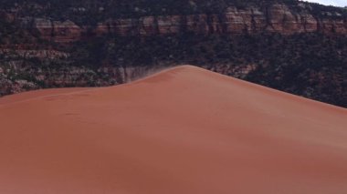 Sun has barely set above Coral Pink Sand Dunes State Park near Kanab, Utah, USA