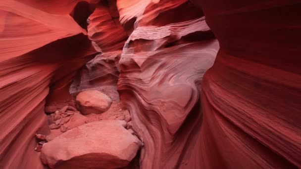 Filmación Pintorescas Formas Sorprendentes Naranja Rosa Antelope Canyon — Vídeos de Stock