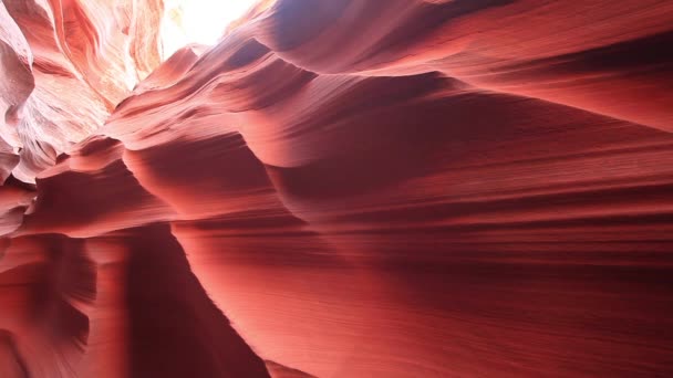 Beelden Van Antelope Canyon Arizona Usa Curvy Kleurrijke Gestreepte Golven — Stockvideo