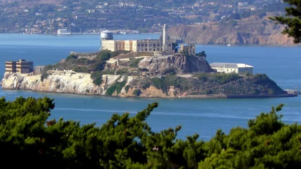 Lassan Mozgó Felvételek San Francisco Bay Híres Alcatraz Szigetről — Stock videók