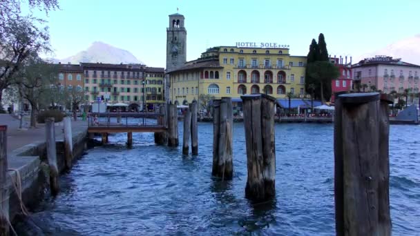 Riva Del Garda Italy April 2015 Footage Historic City Centre — Stockvideo