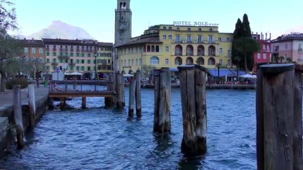 Riva Del Garda Italy April 2015 Footage Historic City Centre — Stock video