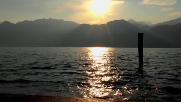 Západ Slunce Malcesine Lake Garda Itálie Záběry — Stock video