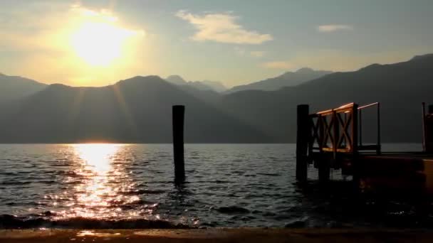 Pôr Sol Malcesine Lago Garda Itália Imagens — Vídeo de Stock