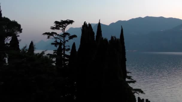 Pôr Sol Malcesine Lago Garda Itália Imagens — Vídeo de Stock