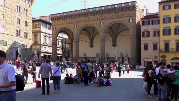 Florence Italy April 2015 Unidentified People Piazza Della Signoria April — Stock Video