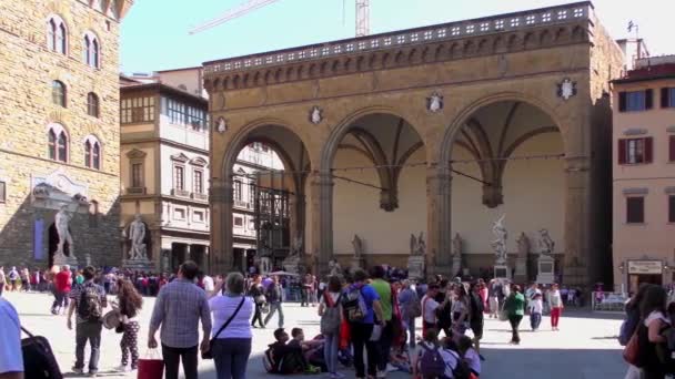 Florencia Italia Abril 2015 Personas Identificadas Piazza Della Signoria Abril — Vídeo de stock