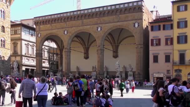 Florence Italy April 2015 Άγνωστα Άτομα Στην Piazza Della Signoria — Αρχείο Βίντεο