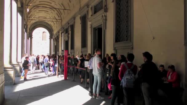 Images Personnes Attente Devant Galerie Art Uffizi Florence Italie — Video