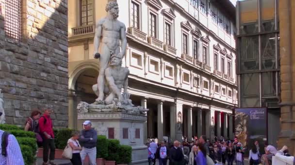 Florença Itália Abril 2015 Pessoas Não Identificadas Piazza Della Signoria — Vídeo de Stock