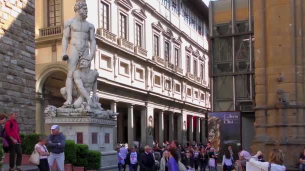 Firenze Italia Aprile 2015 Persone Non Identificate Piazza Della Signoria — Video Stock