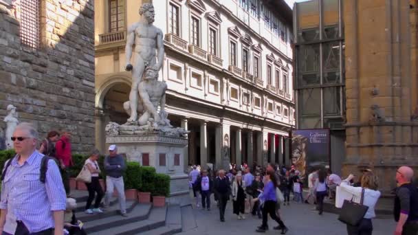 Florença Itália Abril 2015 Pessoas Não Identificadas Piazza Della Signoria — Vídeo de Stock