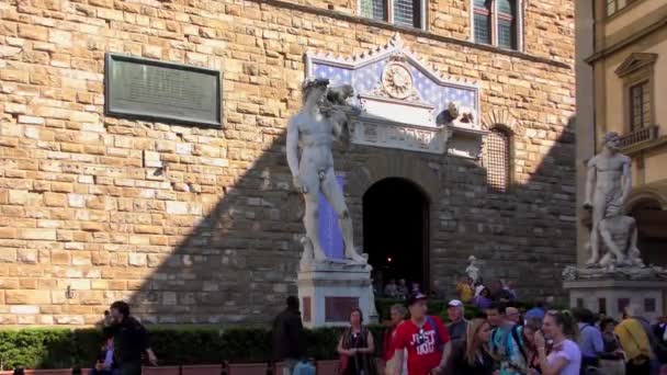 Firenze Italia Aprile 2015 Persone Non Identificate Piazza Della Signoria — Video Stock