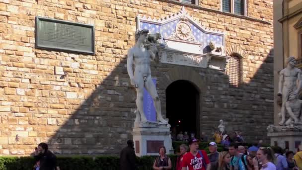 Blorence Italien April 2015 Oidentifierade Personer Piazza Della Signoria Den — Stockvideo
