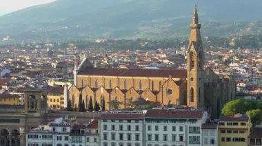 Floransa, gün batımından önce, Piazzale Michelangelo 'dan görüldüğü gibi, 4K görüntü..