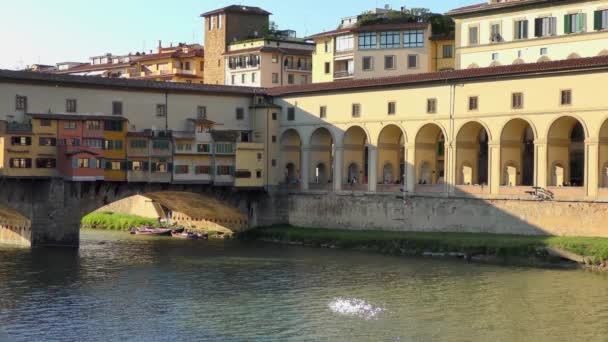 Över Ponte Vecchio Bron Florens Italien — Stockvideo