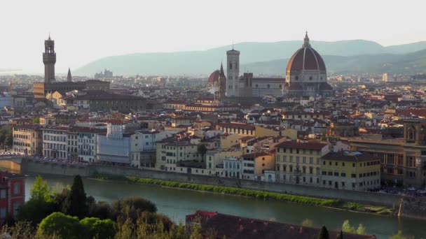 Florencie Před Západem Slunce Jak Vidět Piazzale Michelangelo Záběry — Stock video