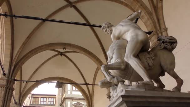Florens Italien Piazza Della Signoria Den Uppkallad Efter Palazzo Della — Stockvideo