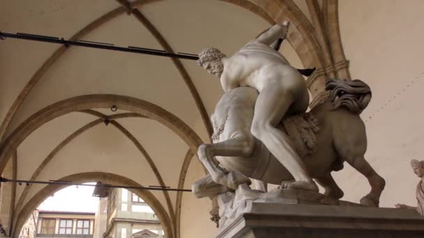 Florencia Italia Piazza Della Signoria Lleva Nombre Del Palazzo Della — Vídeos de Stock