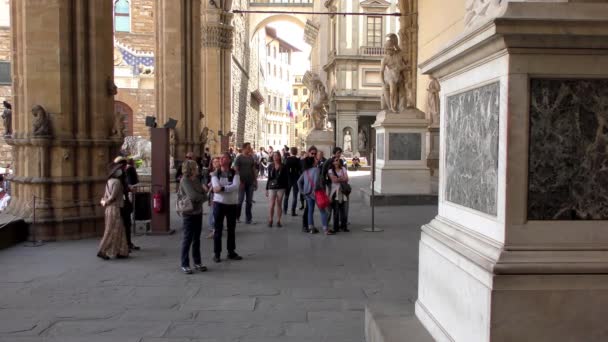 Florença Itália Abril 2015 Pessoas Não Identificadas Entrada Galeria Uffizi — Vídeo de Stock