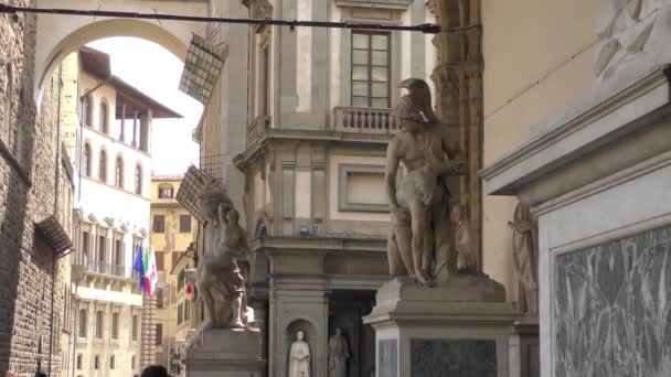 Florence Italy Nisan 2015 Uffizi Galerisi Nin Girişinde Kimliği Belirsiz — Stok video