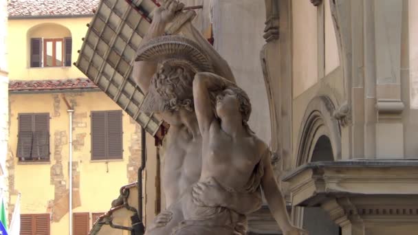 佛罗伦萨 意大利 Piazza Della Signoria 得名于Palazzo Della Signoria 也称为Palazzo Vecchio — 图库视频影像