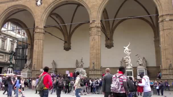 Florence Italy Nisan 2015 Uffizi Galerisi Nin Girişinde Kimliği Belirsiz — Stok video